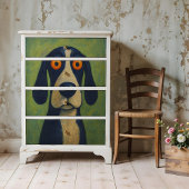 Folk Art Dog Poster für Entcoupage oder Collage Pa