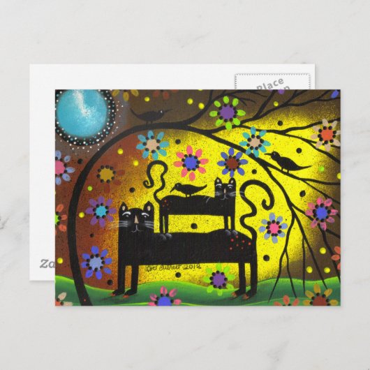 Folk Art Double Trouble von Lori Everett Postkarte (Vorne/Hinten)