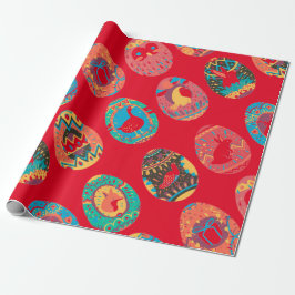 FOLK ART EASTER EIER WRAPPER PAPIER IN RED GESCHENKPAPIER