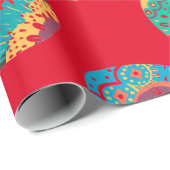 FOLK ART EASTER EIER WRAPPER PAPIER IN RED GESCHENKPAPIER (Rolleneckpunkt)