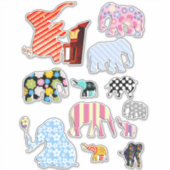 Folk Art Elephants Aufkleber (Vorderseite)