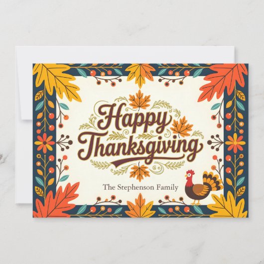 Folk Art Ernte Herbst lässt glückliches Erntedankf Karte (Vorderseite)