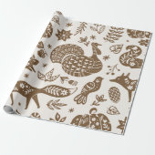 Folk Art Erntedank Forest Geschenkpapier (Ungerollt)