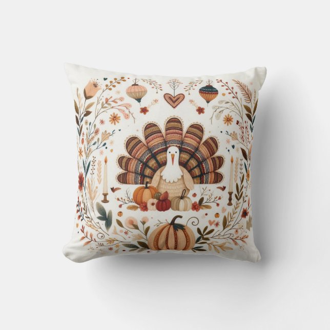Folk Art Erntedank Kissen (Vorderseite)