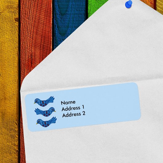 Folk Art Fantasy Niedlich Blue Bird Red Hearts