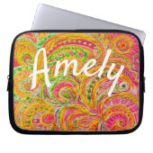 Folk Art Fantasy Pattern & Ihr Name Laptopschutzhülle (Vorderseite)