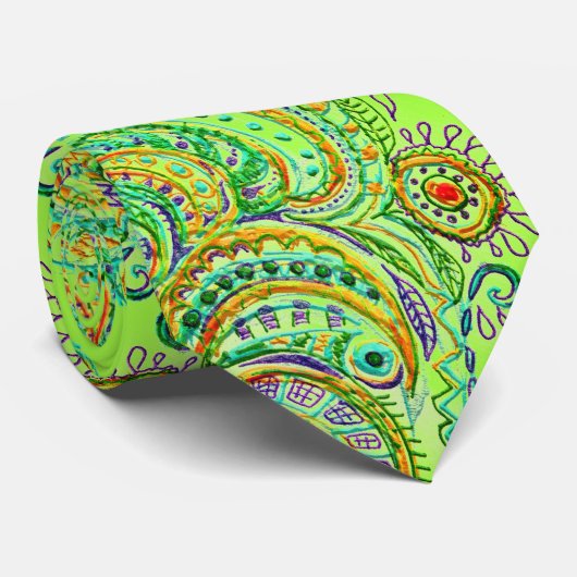 Folk Art Fantasy Pattern Krawatte (Gerollt)