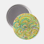 Folk Art Fantasy Pattern Magnet (Vorderseite/Rückseite)