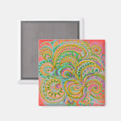 Folk Art Fantasy Pattern Magnet (Vorderseite/Rückseite)