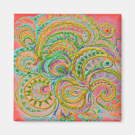 Folk Art Fantasy Pattern Magnet