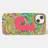 Folk Art Fantasy Pattern & Monogram iPhone Hülle (Rückseite (Horizontal))
