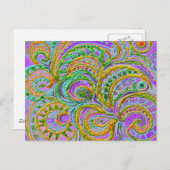 Folk Art Fantasy Pattern Postkarte (Vorne/Hinten)