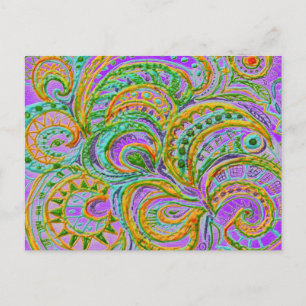 Folk Art Fantasy Pattern Postkarte