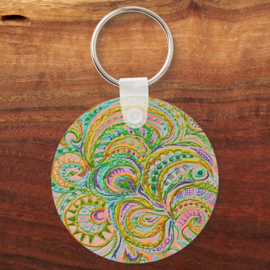 Folk Art Fantasy Pattern Schlüsselanhänger (Vorderseite)