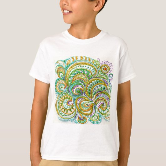 Folk Art Fantasy Pattern T-Shirt (Vorderseite)