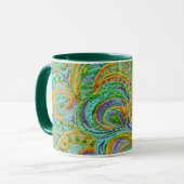 Folk Art Fantasy Pattern Tasse (Vorderseite Links)