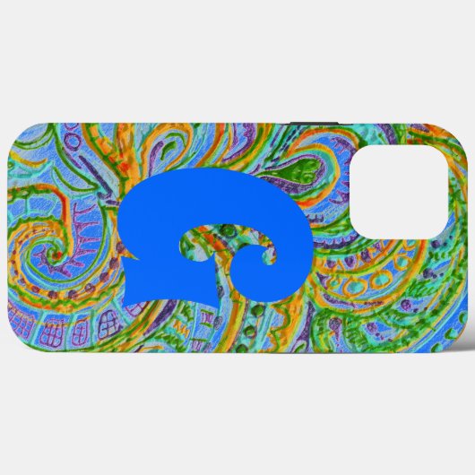 Folk Art Fantasy Pattern und Monogram Case-Mate iPhone Hülle (Rückseite (Horizontal))