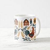 Folk Art Farm Rooster Kaffeetasse (VorderseiteRechts)