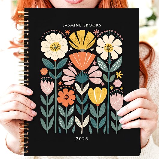 Folk Art Floral 2025 Individuelle Name Planer
