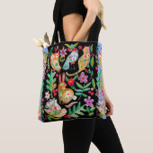 Folk Art Floral Animal Friends Black Customizable Tasche (Von Nahem)