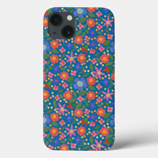 Folk Art Floral auf blauem iPad Mini Fall Case-Mate iPhone Hülle (Rückseite)