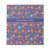 Folk Art Floral auf Blue Notepad oder Jotter Notizblock (Vorderseite)