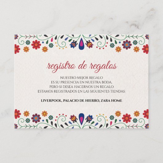 Folk Art Floral Botanical Fiesta Spanish Wedding Begleitkarte (Vorderseite)