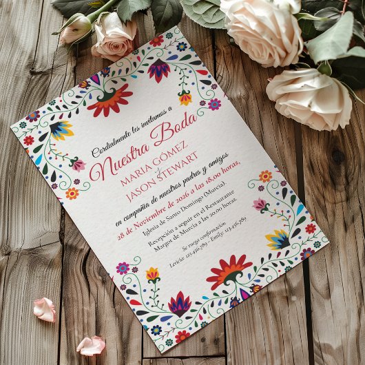 Folk Art Floral Botanical Fiesta Spanish Wedding Einladung