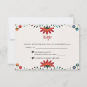 Folk Art Floral Botanical Fiesta Spanish Wedding RSVP Karte (Vorderseite)