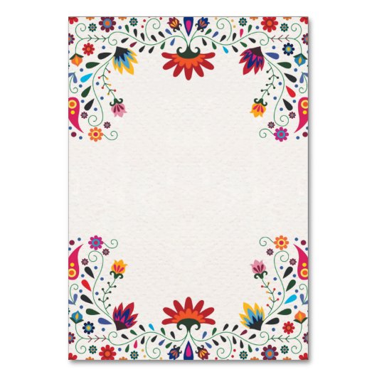 Folk Art Floral Botanical Fiesta Spanish Wedding Tischnummer (Rückseite)
