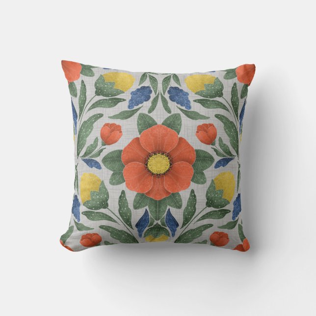 Folk Art Floral Cushion Kissen (Vorderseite)