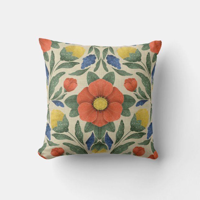Folk Art Floral Cushion Kissen (Vorderseite)
