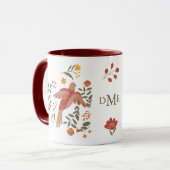 Folk Art Floral Dove Monogram Tasse (Vorderseite Links)