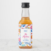 Folk Art Floral Fiesta Monogram Gastgeschenk Hochz Alkoholflaschenetikett (Vorderseite)