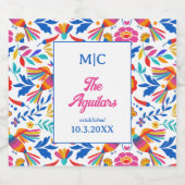 Folk Art Floral Fiesta Monogram Wedding Decke Schaumweinetikett (Einzelnes Label)