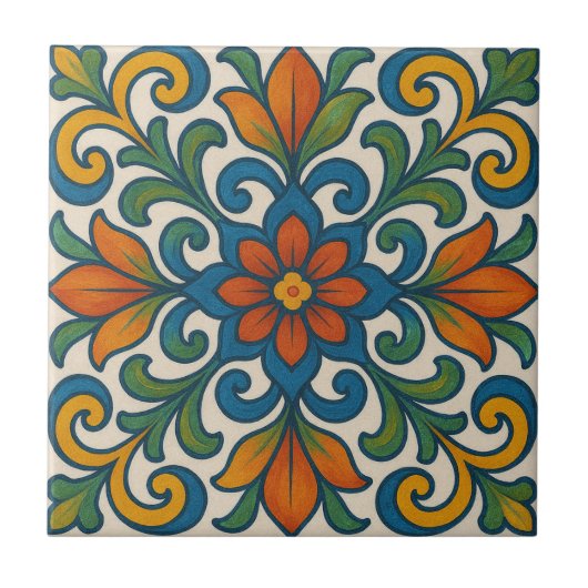 Folk Art Floral Fliese (Vorderseite)