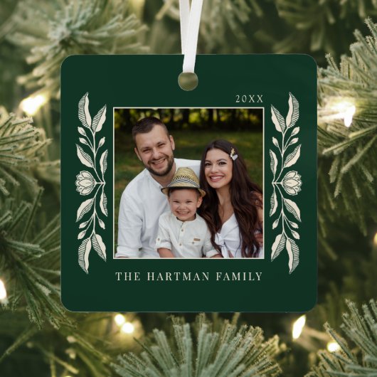 Folk Art Floral Foto Weihnachten Ornament Aus Metall (InSitu)