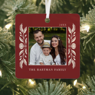 Folk Art Floral Foto Weihnachten Ornament Aus Metall