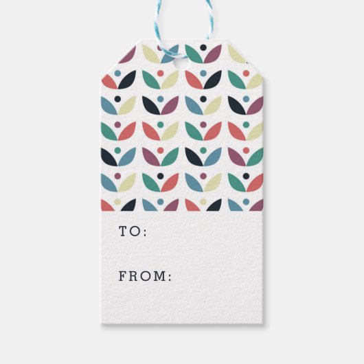 Folk Art Floral Geometric Muster Geschenkanhänger (Vorderseite)