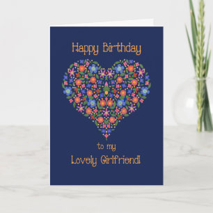 Folk Art Floral Heart Geburtstagskarte für Freundi Karte