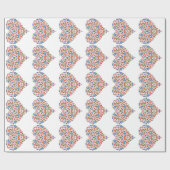 Folk Art Floral Hearts auf White Giftwrap Geschenkpapier (Flach)