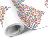 Folk Art Floral Hearts auf White Giftwrap Geschenkpapier (Rolleneckpunkt)