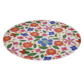 Folk Art Floral Mini-Print Glass Cutting Board Schneidebrett (Ecke)