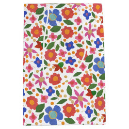 Folk Art Floral Mini-Print Medium Geschenktasche Mittlere Geschenktüte