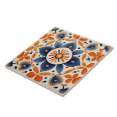 Folk Art Floral Orange & Blue Blume Fliese (Seite)