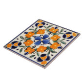 Folk Art Floral Orange & Blue Blumen Fliese (Seite)