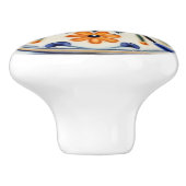 Folk Art Floral Orange Blume Blauer Kreis Keramikknauf (Seitenansicht)