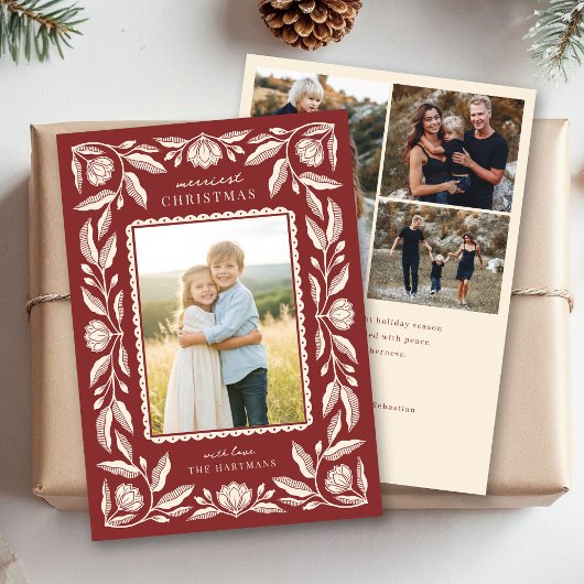 Folk Art Floral Rahmen Weihnachten 4 Foto