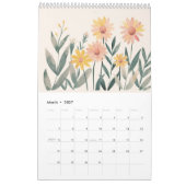 Folk Art Floral | Scandinavian Orange Flower Wall Kalender (Mär 2027)
