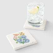 Folk Art Floral Steinuntersetzer (Seitenansicht)